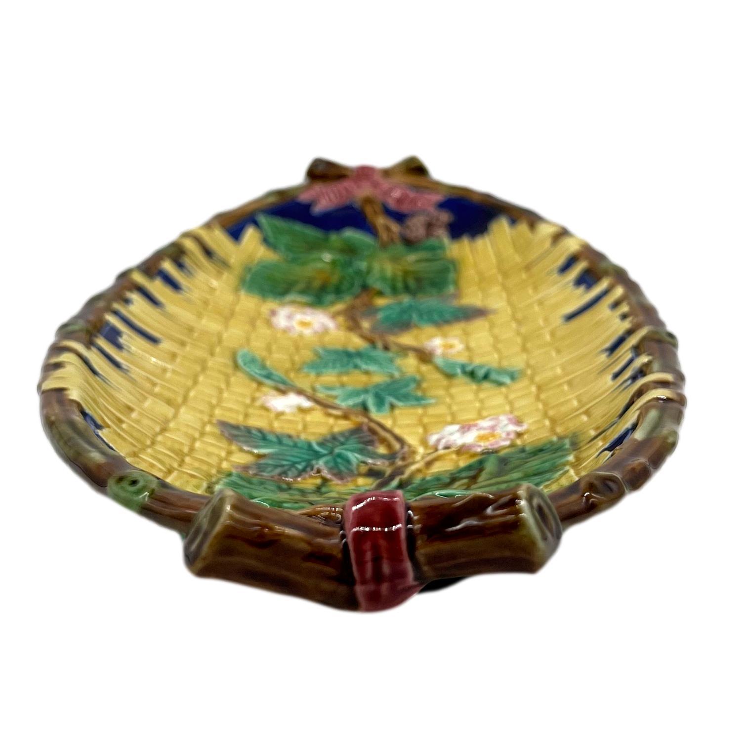 Brown-Westhead, Moore Majolica Oblong Tray, Yellow on Cobalt Ground, ca. 1875 3