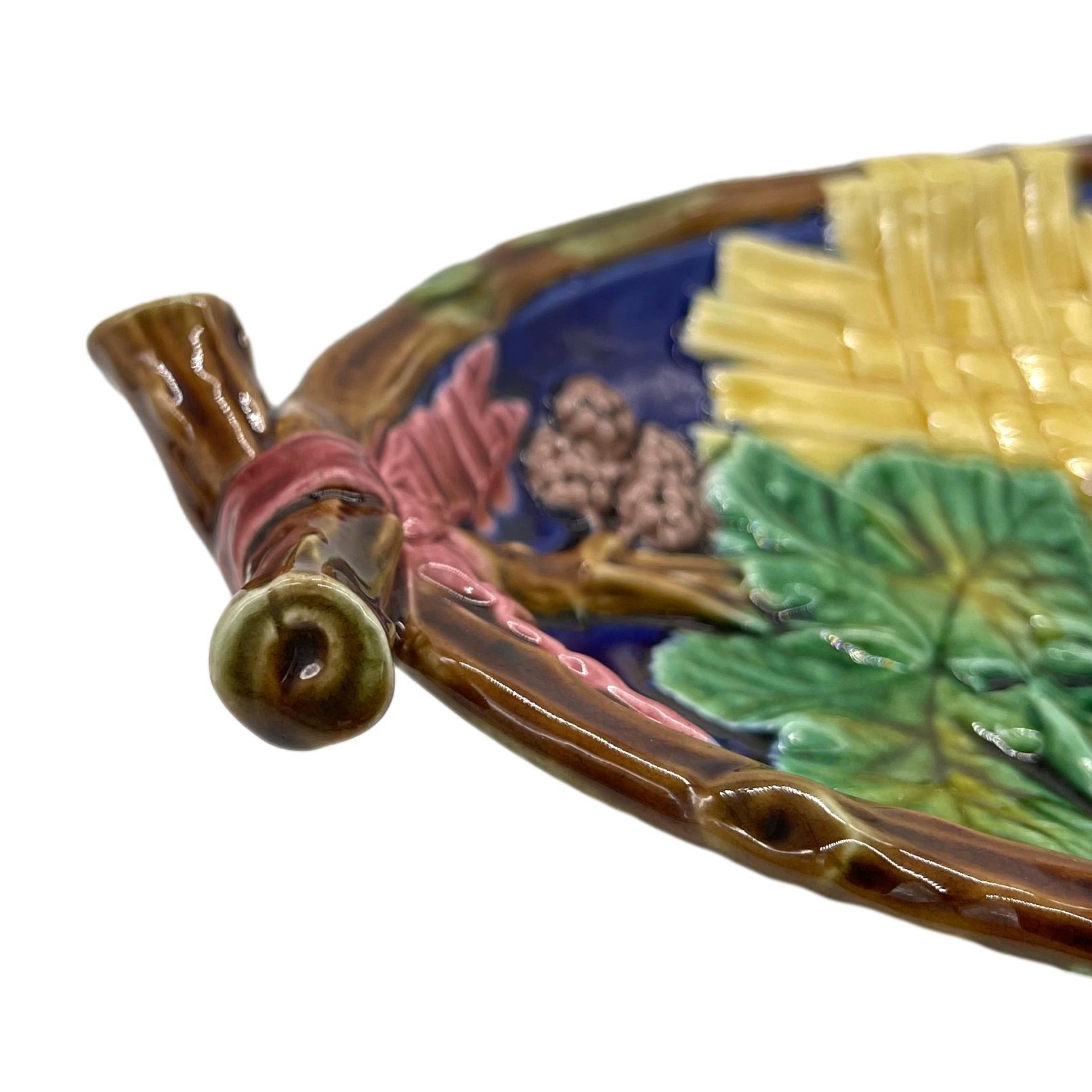 Brown-Westhead, Moore Majolica Oblong Tray, Yellow on Cobalt Ground, ca. 1875 4