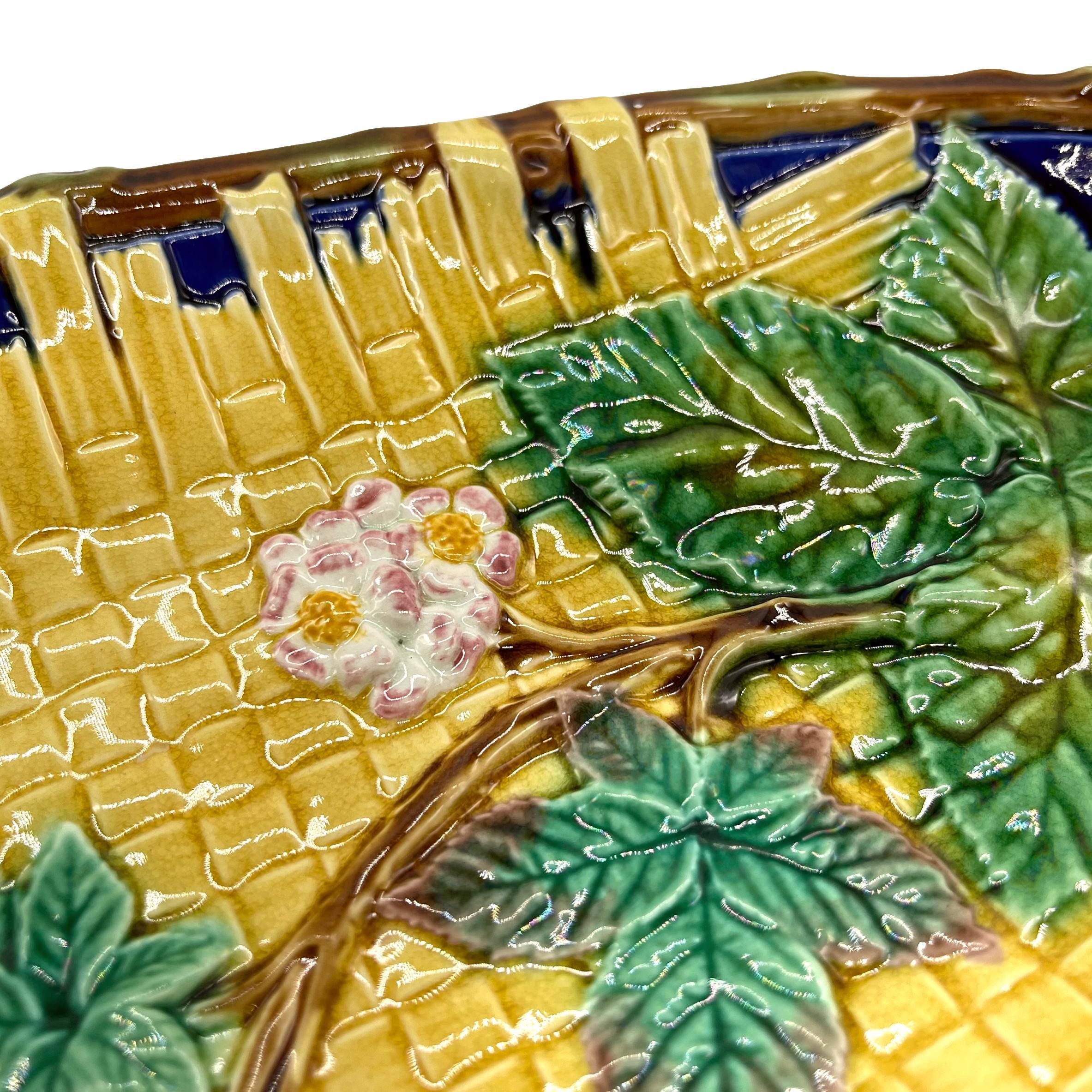 Brown-Westhead, Moore Majolica Oblong Tray, Yellow on Cobalt Ground, ca. 1875 5