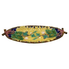 Brown-Westhead, Moore Majolica Oblong Tray, Yellow on Cobalt Ground, ca. 1875