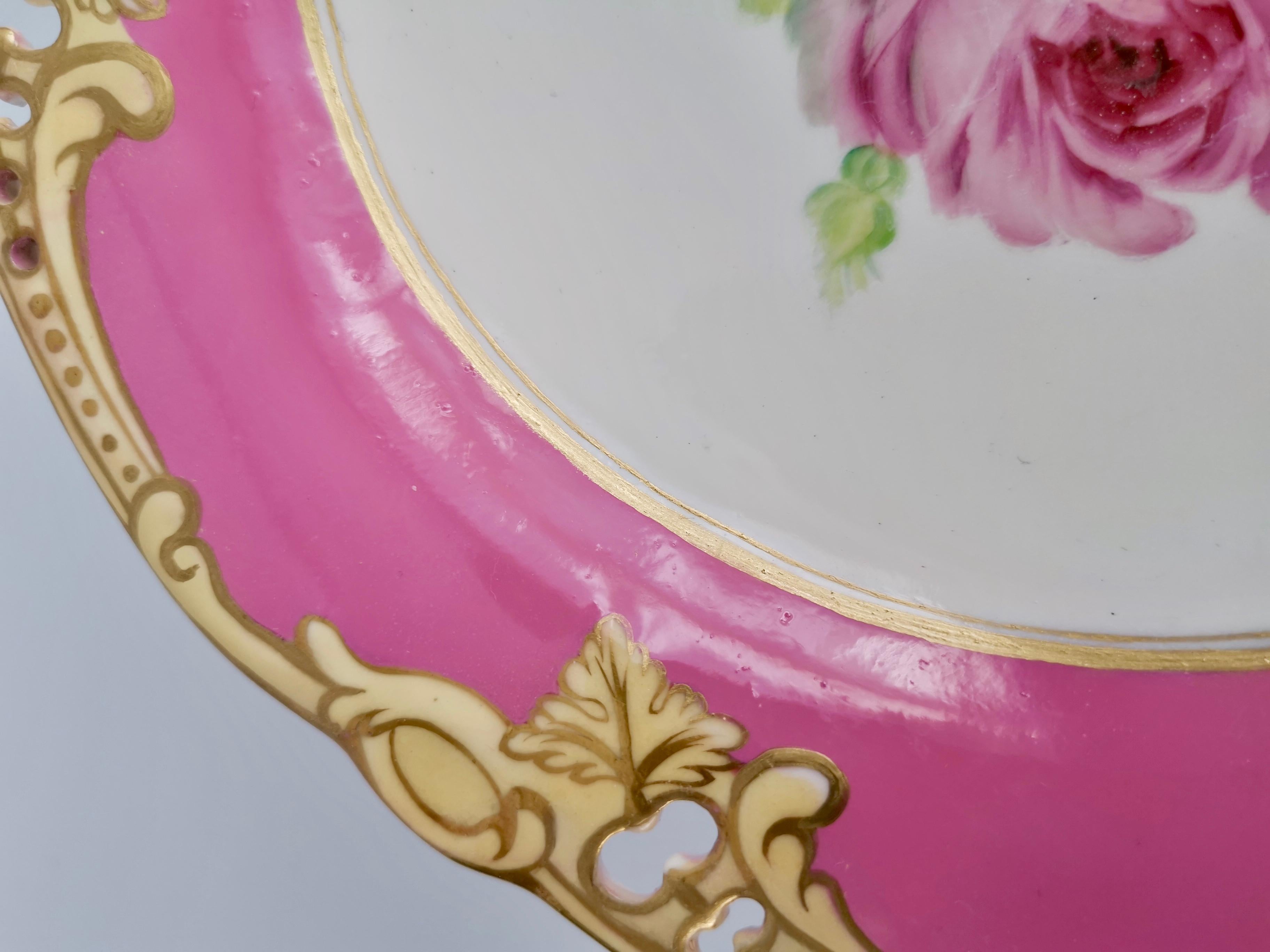 Brown Westhead & Moore Porcelain Dessert Service, Hot Pink Botanical, circa 1860 10