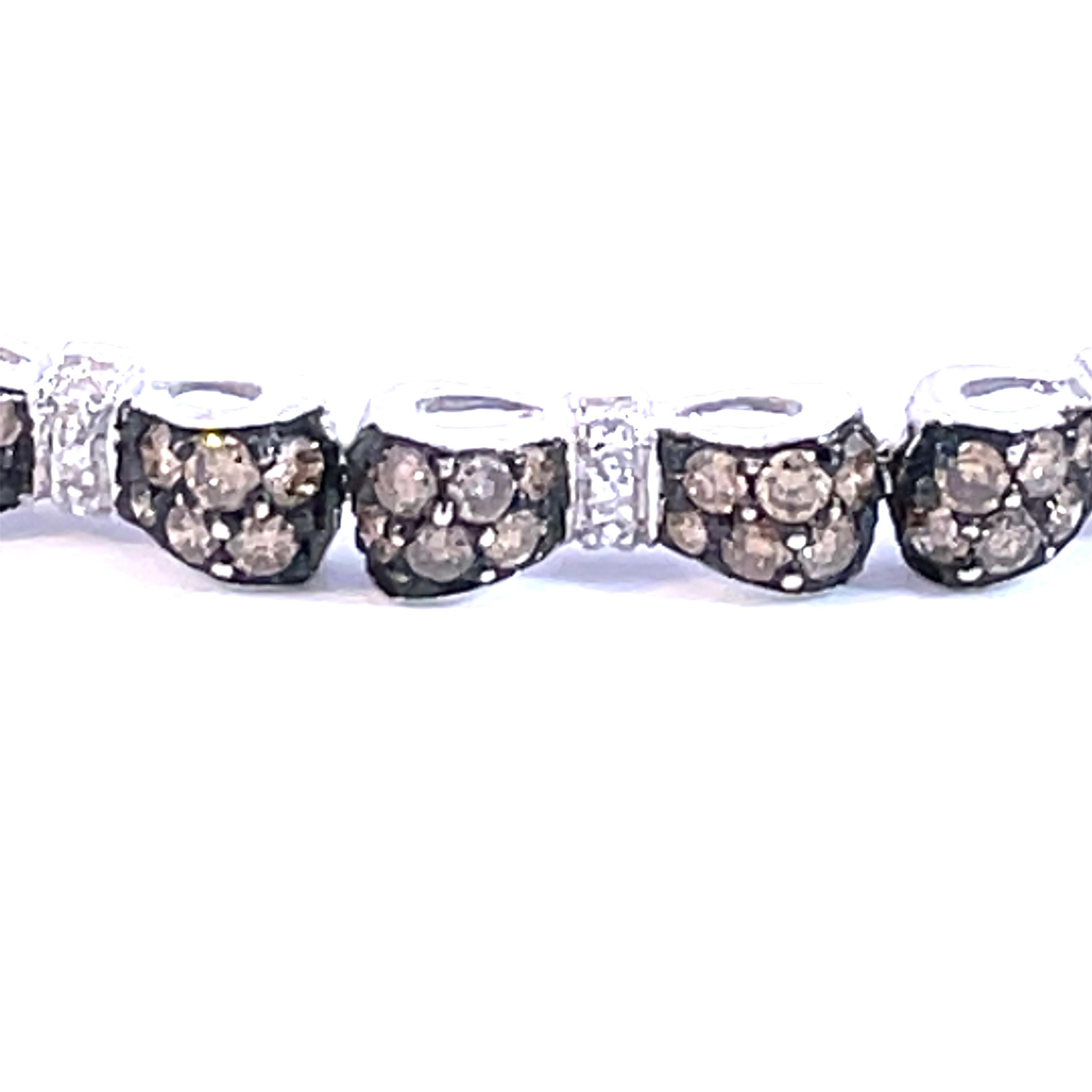 Contemporary Brown & White Diamond Bow Tie Bracelet in 18 Karat White Gold  For Sale