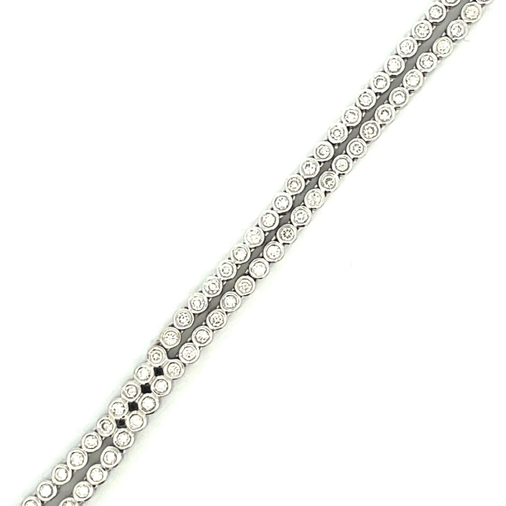 Brown & White Diamond Double Pave Drop Necklace in 18 Kt White Gold  For Sale 1