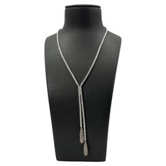 Brown & White Diamond Double Pave Drop Necklace in 18 Kt White Gold 