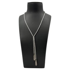 Collier Drop en or blanc 18 carats avec double pavé de diamants bruns et blancs 