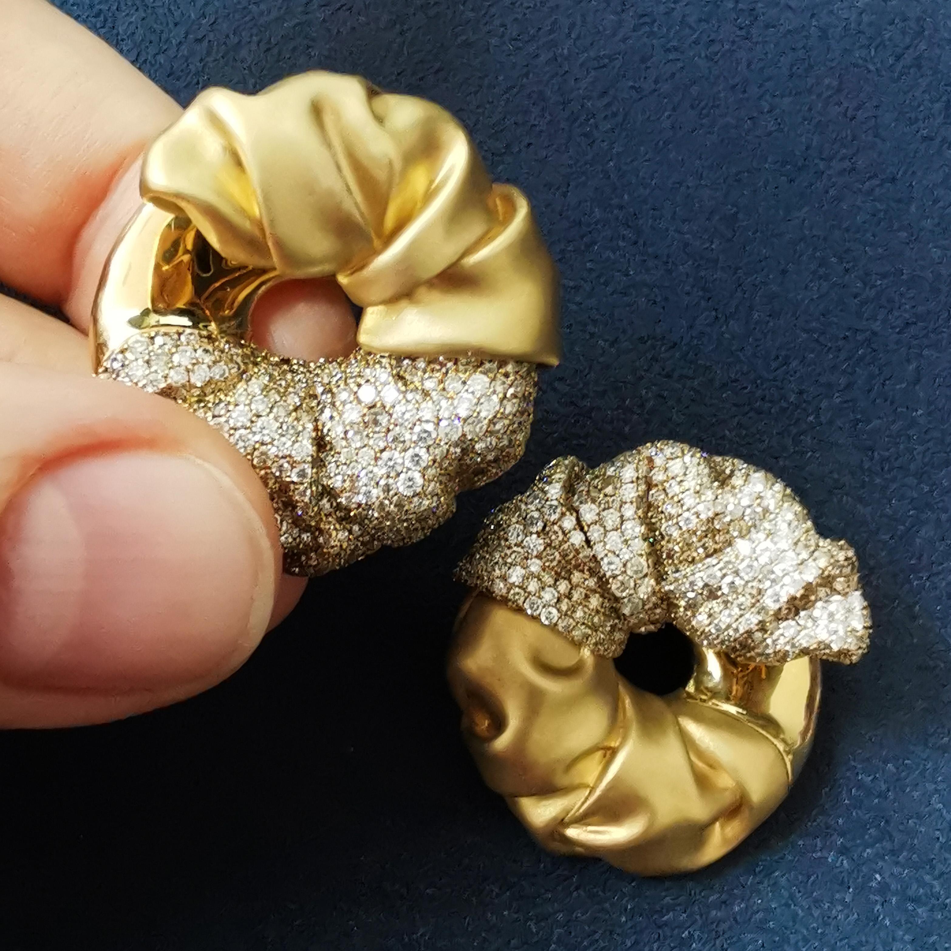Brown White Diamonds 18 Karat Yellow Gold Earrings 5