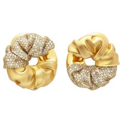 Brown White Diamonds 18 Karat Yellow Gold Earrings