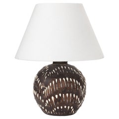 Brown & White 'Drip' Motif Ceramic Lamp, France, c. 1935-40