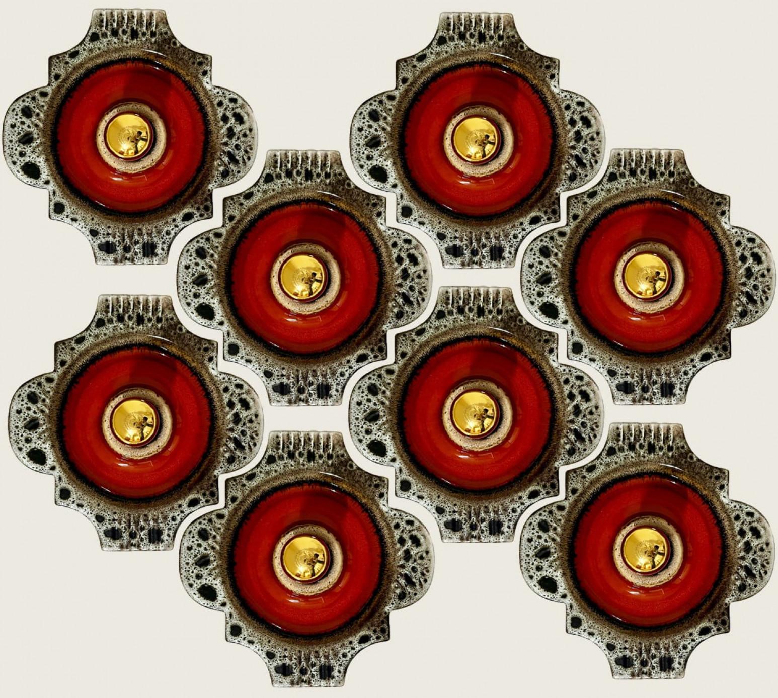 Apliques de Cerámica Marrón Blanco Rojo Hustadt Keramik, Alemania en venta 2