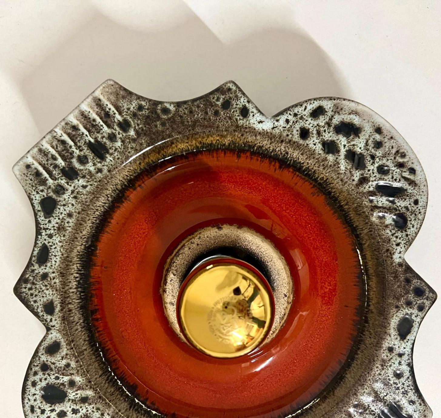 Apliques de Cerámica Marrón Blanco Rojo Hustadt Keramik, Alemania Glaseado en venta