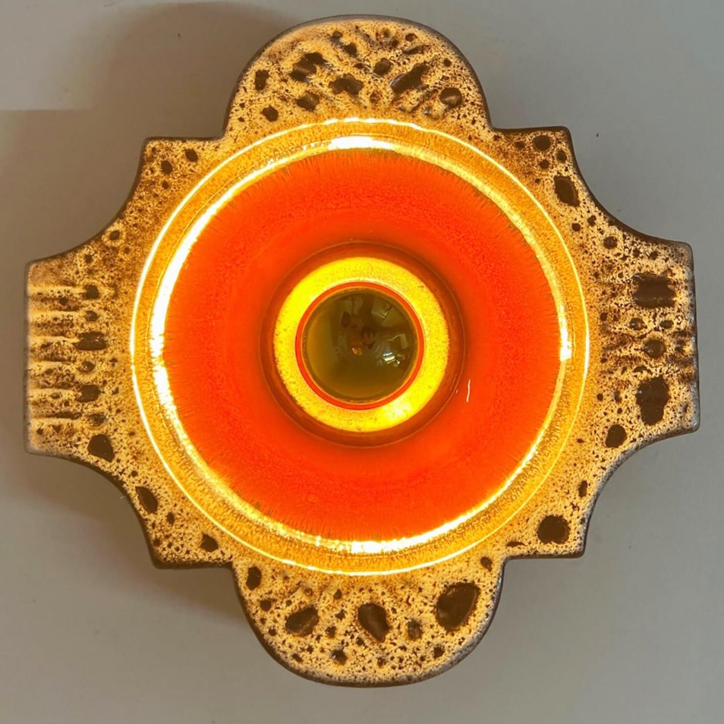 Apliques de Cerámica Marrón Blanco Rojo Hustadt Keramik, Alemania en venta 1