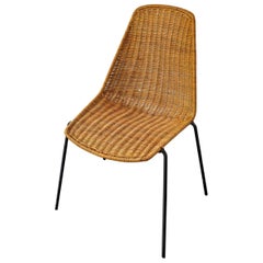 Brown Wicker Chair Designed by Gian Franco Legler in the 1950s, Italy