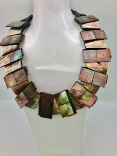 SYLVIA GOTTWALD, Brown Wild Oyster Shell Beads Up cycled  Statement Necklace