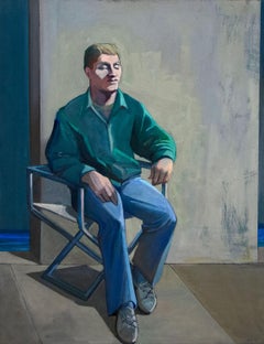 Vintage Seated Man in a Green Shirt