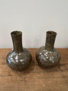 Brown With Black Splatter Glaze Funnel Neck Vase, China, Contemporary