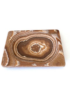 Brown with Brown Center Small Rectangular Onyx Tray, Brazil, Contemporary