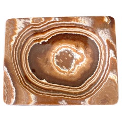 Brown with Brown Center Small Rectangular Onyx Tray, Brazil, Contemporary