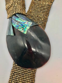 Brown with Brown Green Iridescent Nacre Sustainable Eco-luxe Statement Necklace