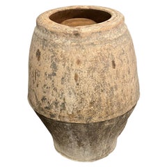 Brown With Wide Ridge Terracotta Olive Pot, Spain, 19th Century