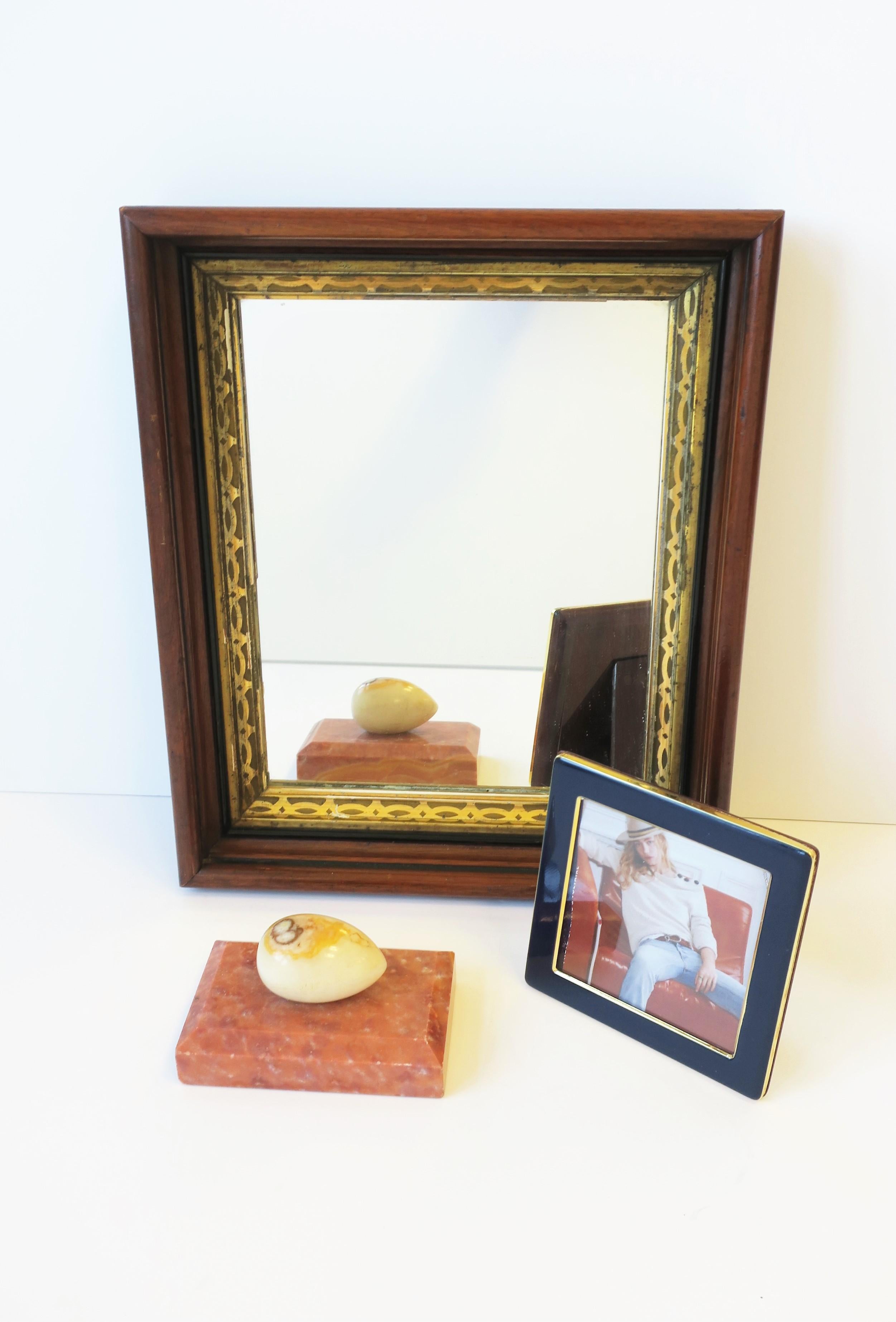 Wood and Gold Giltwood Framed Wall or Vanity Mirror In Good Condition For Sale In New York, NY