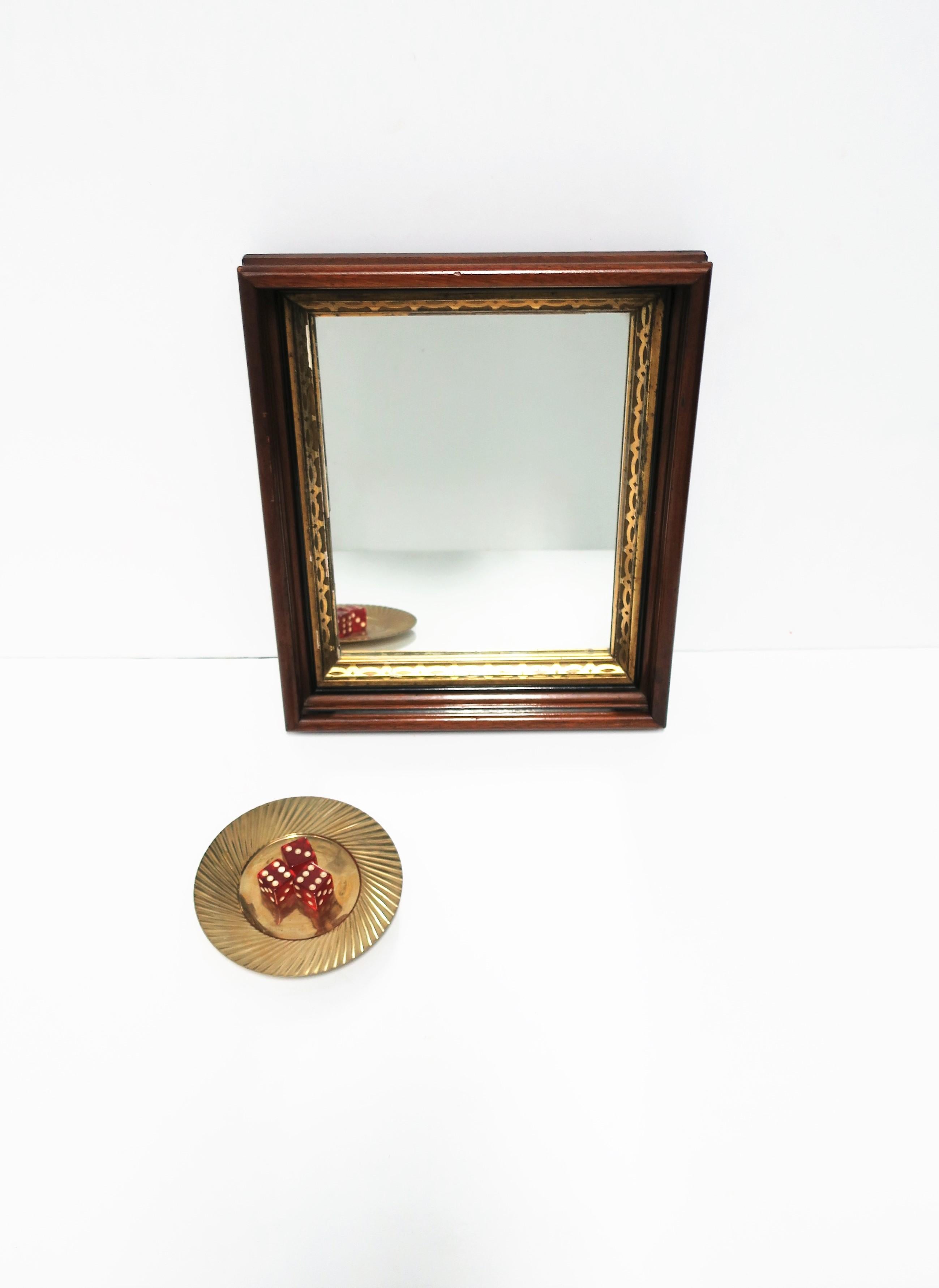 Wood and Gold Giltwood Framed Wall or Vanity Mirror For Sale 1