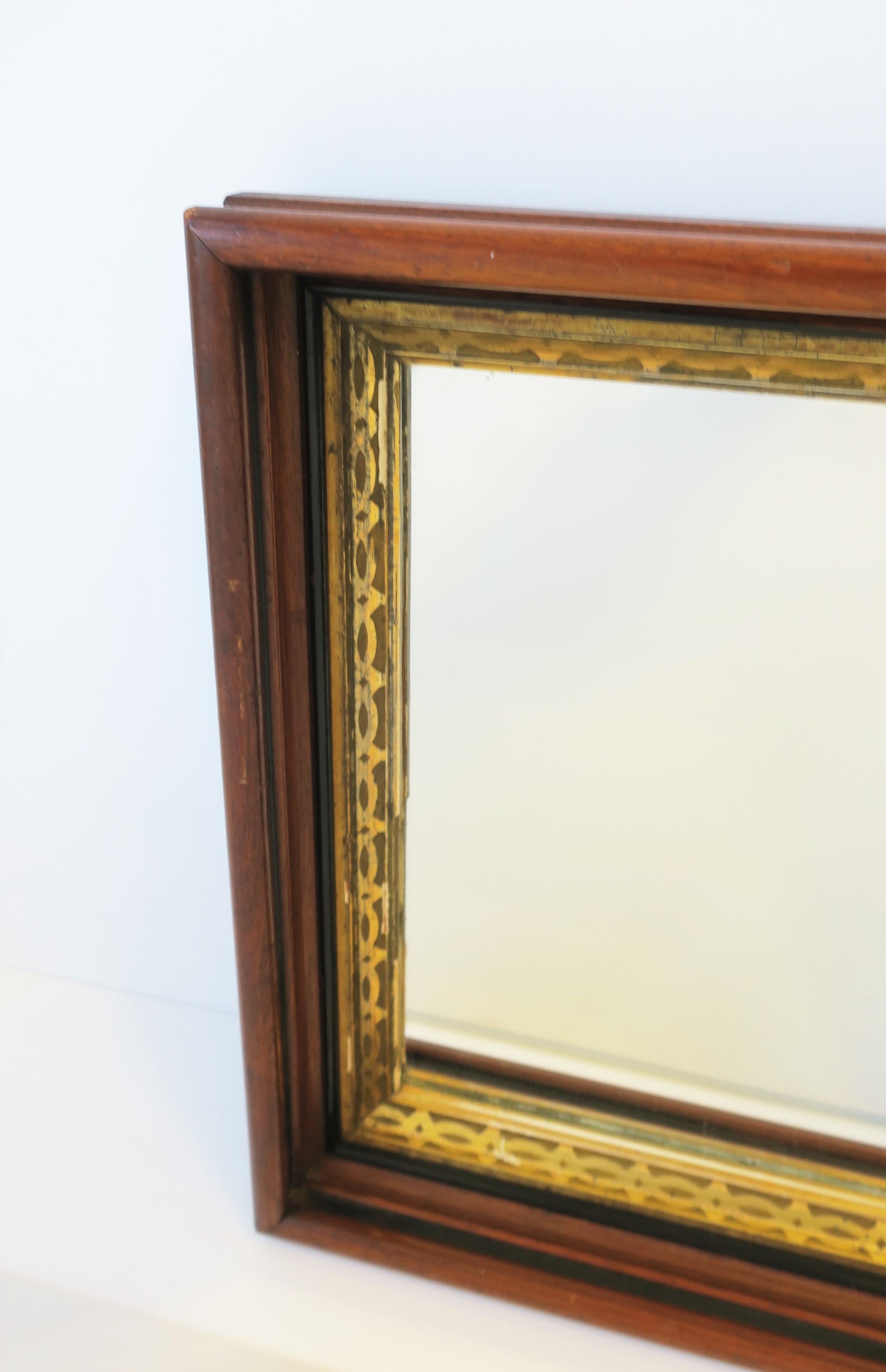 Wood and Gold Giltwood Framed Wall or Vanity Mirror For Sale 3