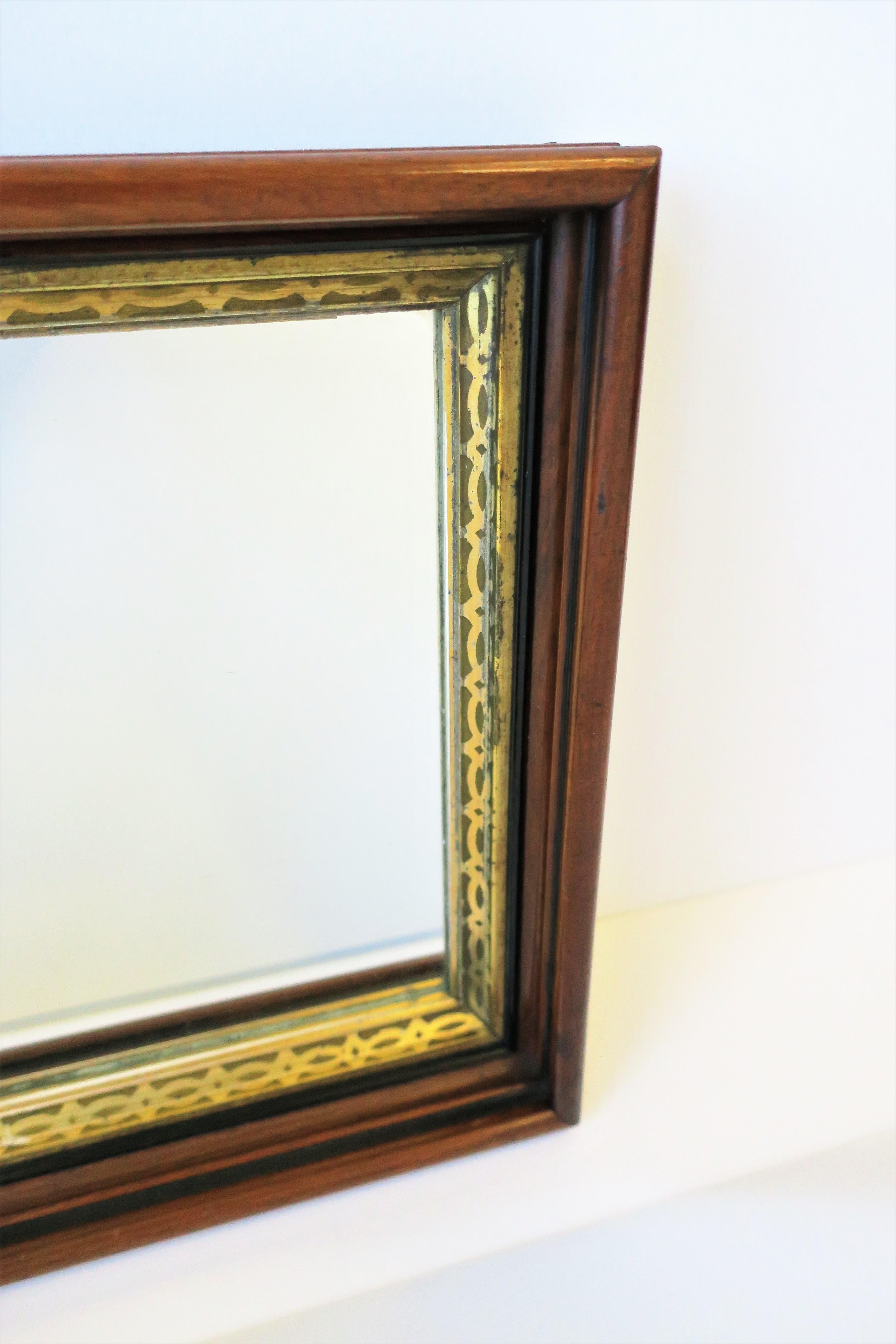Wood and Gold Giltwood Framed Wall or Vanity Mirror For Sale 4