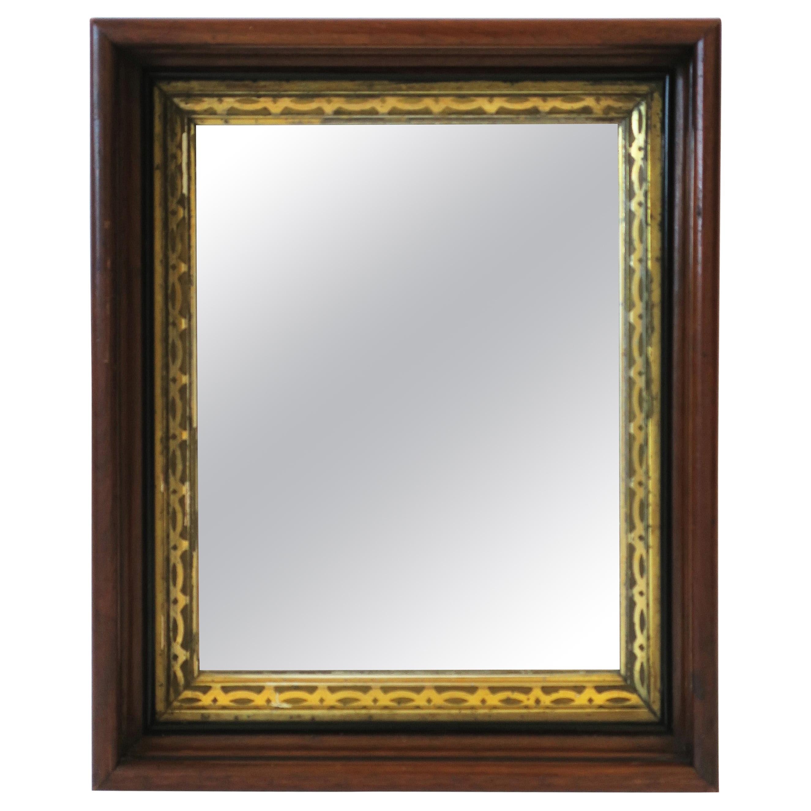 Wood and Gold Giltwood Framed Wall or Vanity Mirror For Sale