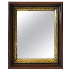 Retro Wood and Gold Giltwood Framed Wall or Vanity Mirror