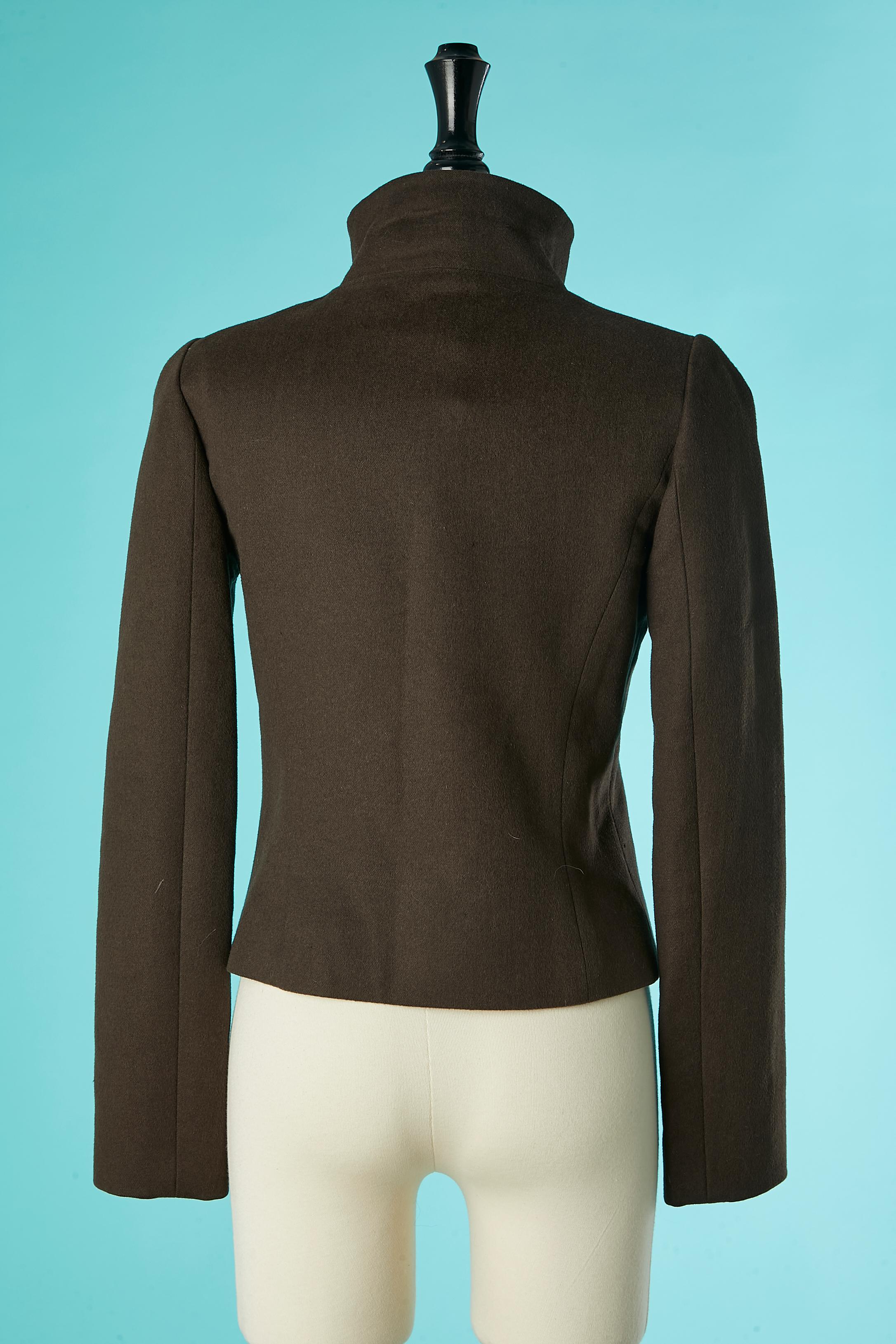 Brown wool and cashmere jacket with edge to edge front  Chloé  For Sale 2