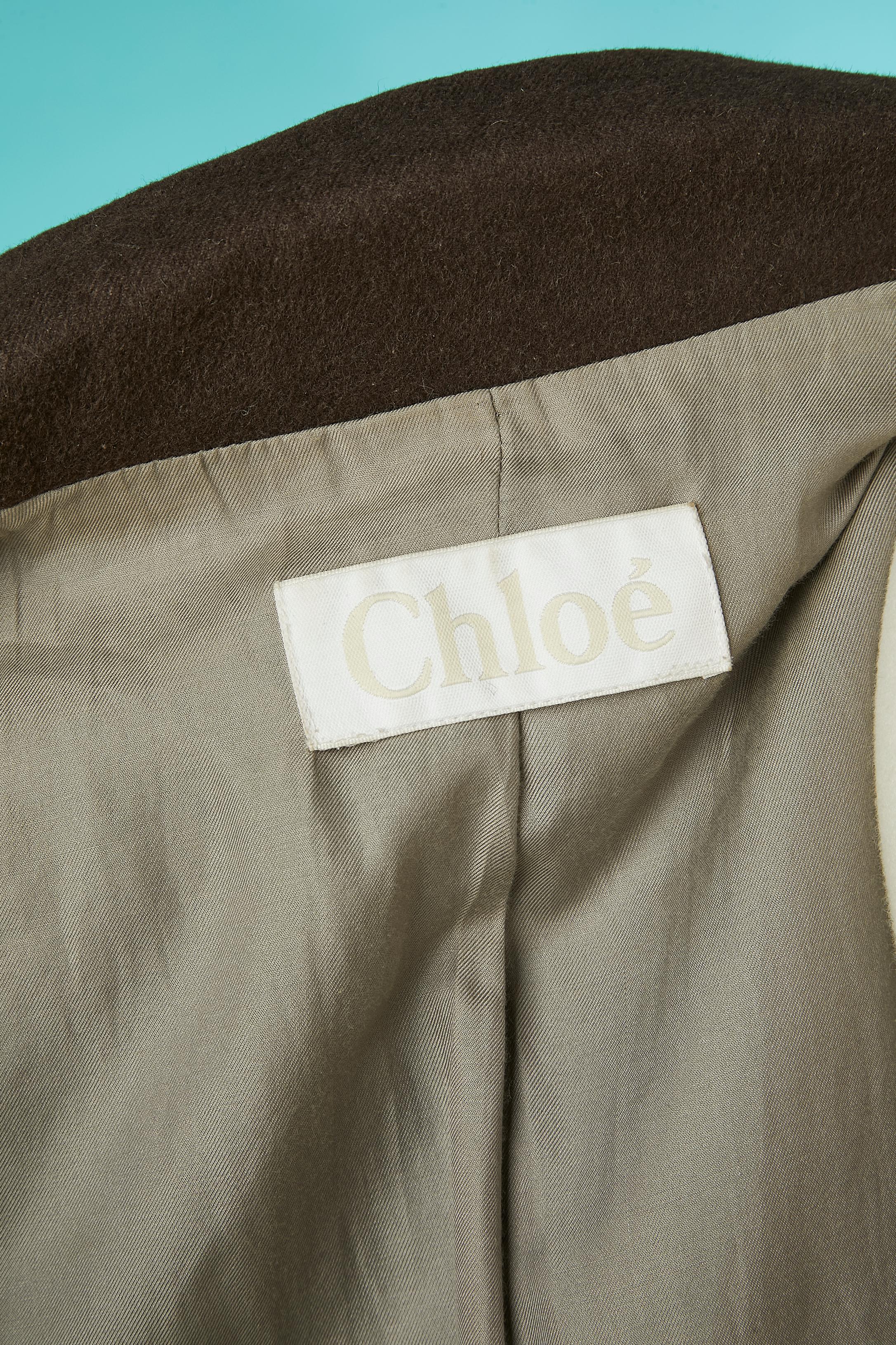 Brown wool and cashmere jacket with edge to edge front  Chloé  For Sale 3