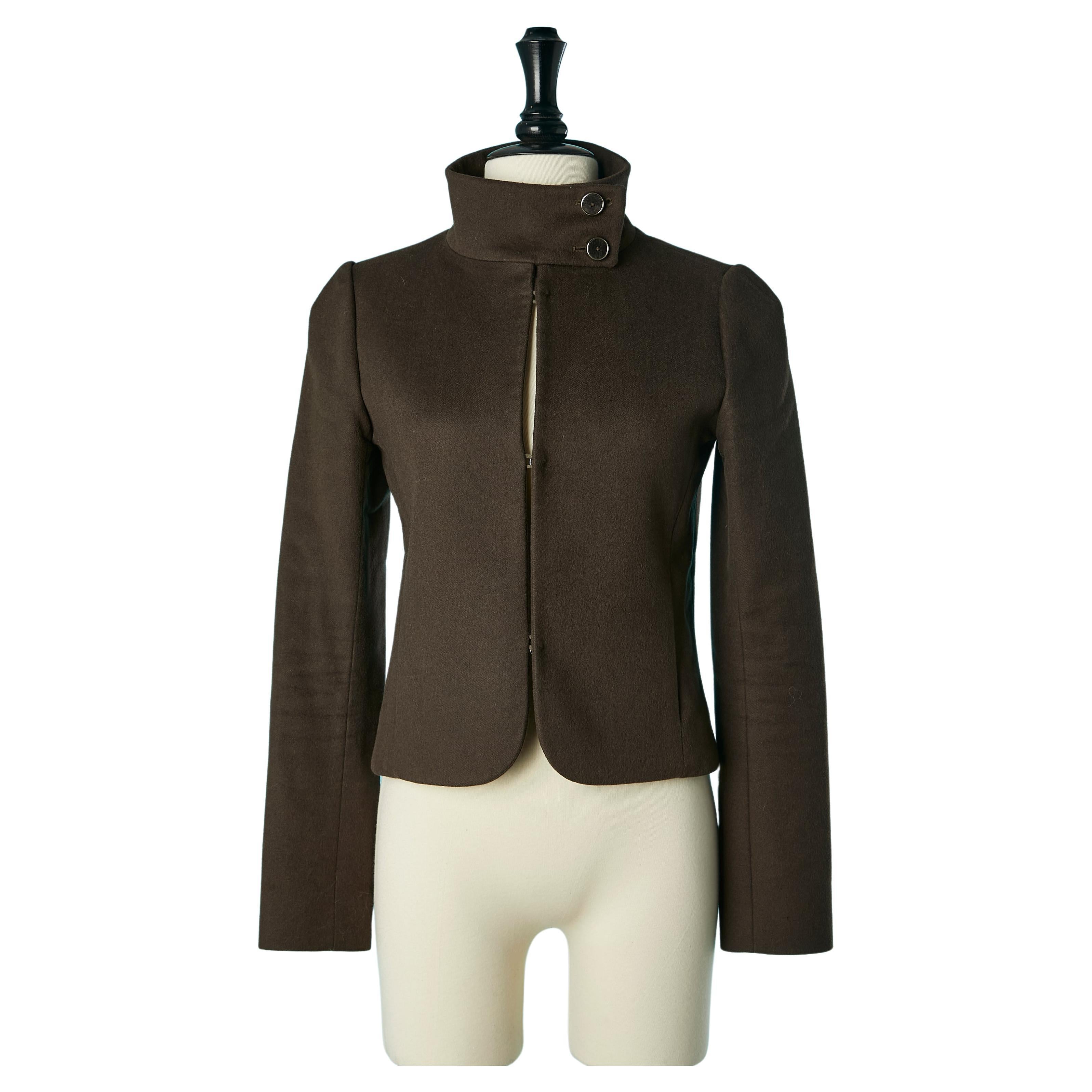 Brown wool and cashmere jacket with edge to edge front  Chloé  For Sale