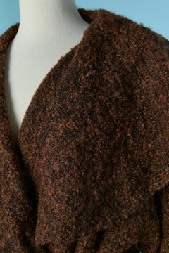 Veste double boutonnière en laine brune LANVIN