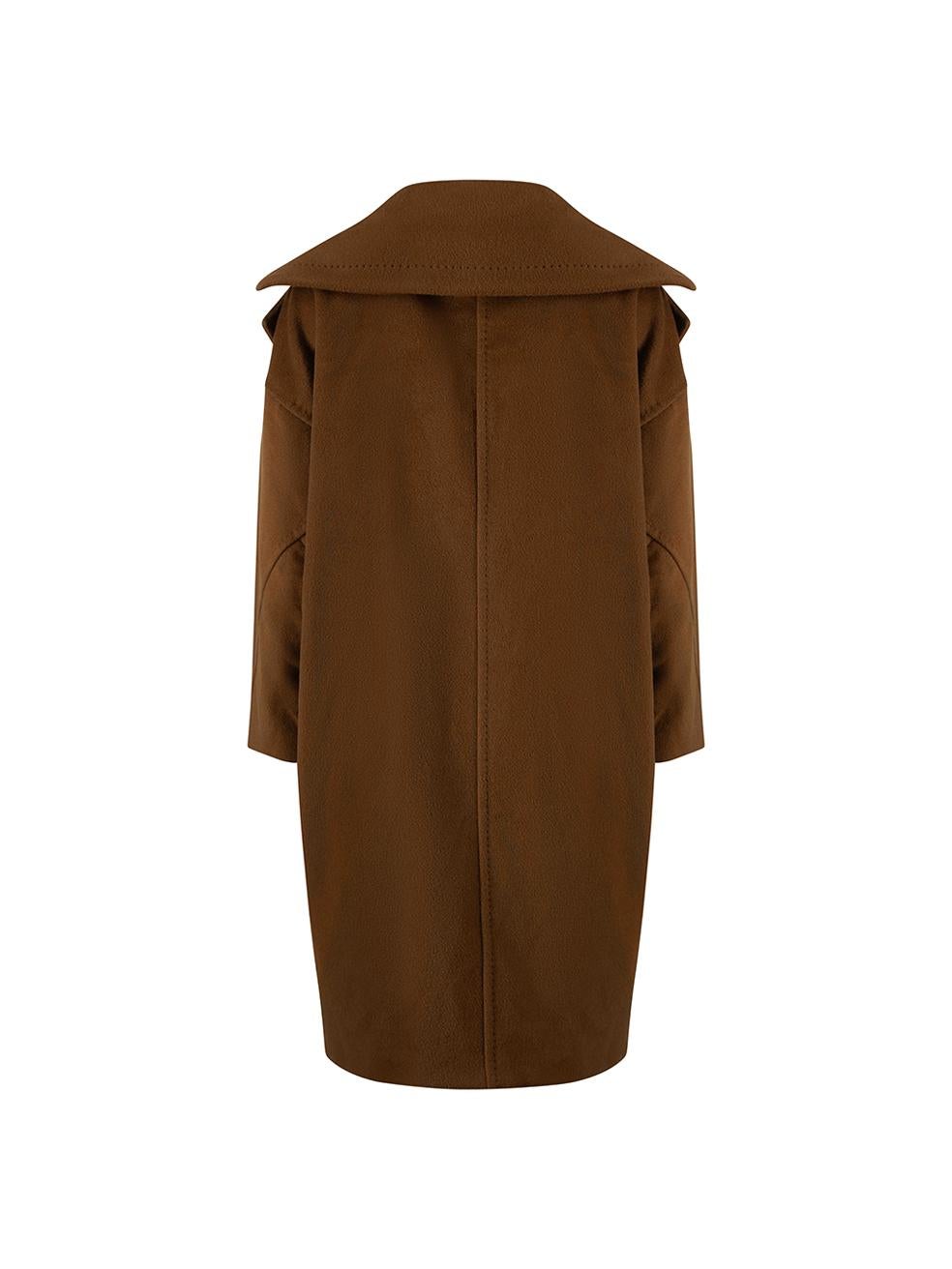 Max Mara Brown Wool Double Breasted Oversized Long Coat Size S In Good Condition In London, GB