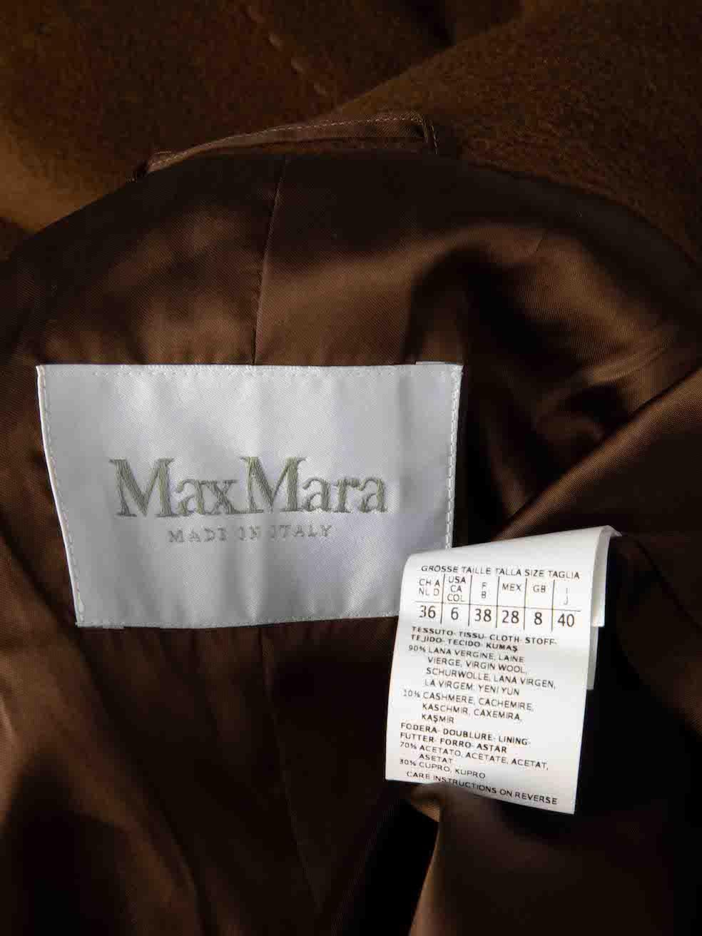 Women's Max Mara Brown Wool Double Breasted Oversized Long Coat Size S