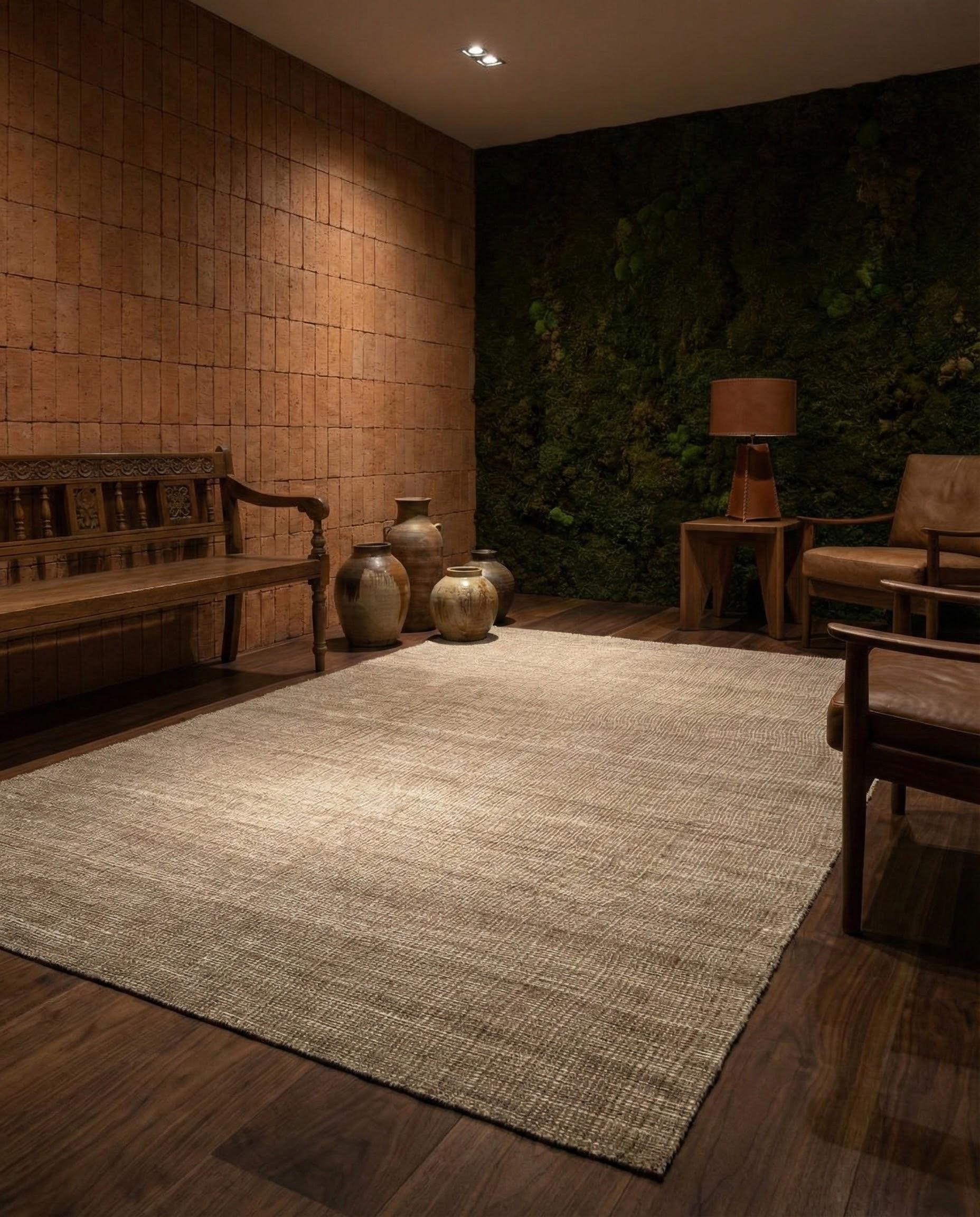 Questo tappeto contemporaneo oversize proviene dall'India e misura circa 10 ft 0 in x 14 ft 0 in (circa 13,0 metri quadrati), collocandosi nella categoria oversize / palace, adatto a interni di grandi dimensioni. Realizzato a mano in lana a trama