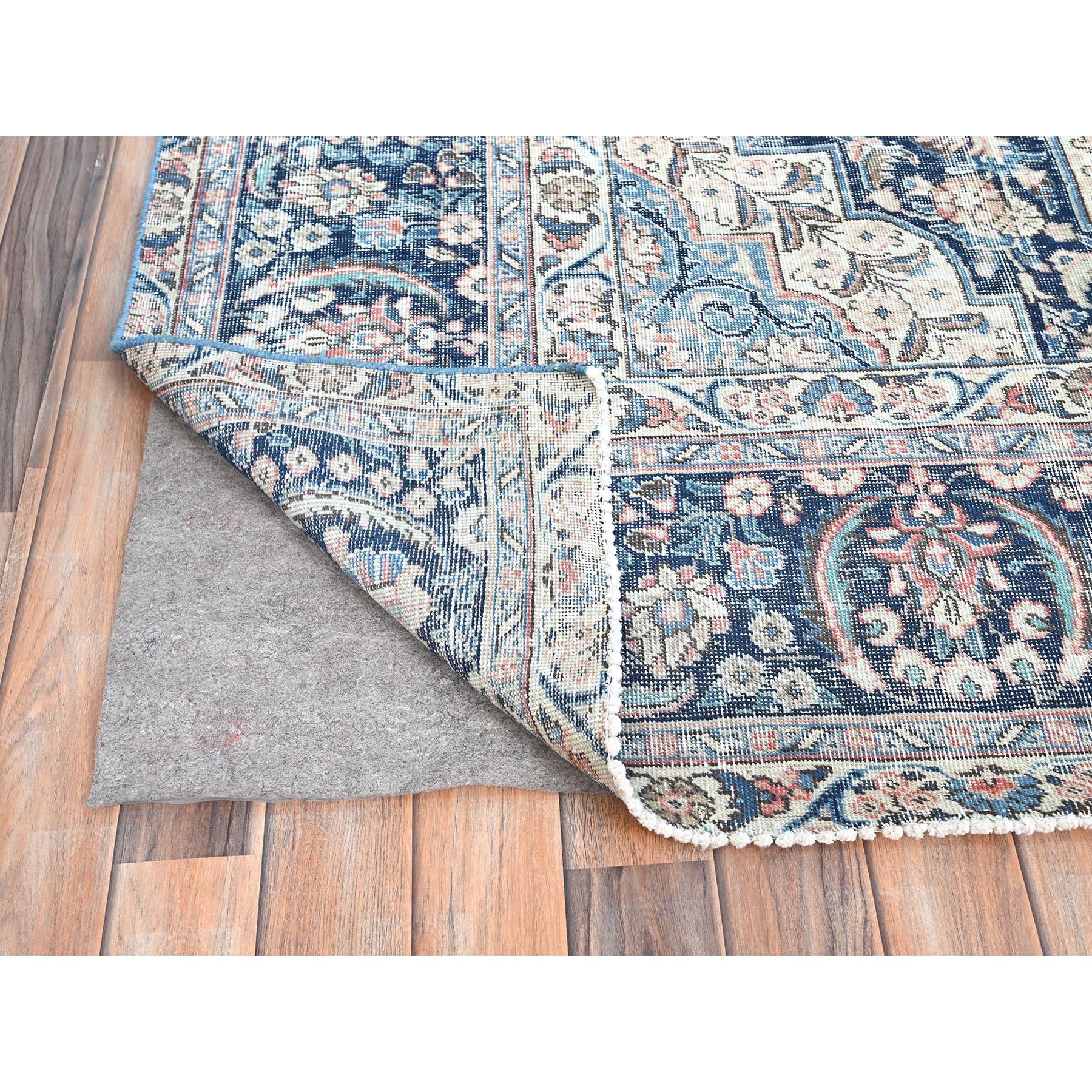 Brown Wool Hand Knotted Vintage Persian Tabriz Clean Evenly Worn Distressed Rug In Good Condition For Sale In Carlstadt, NJ