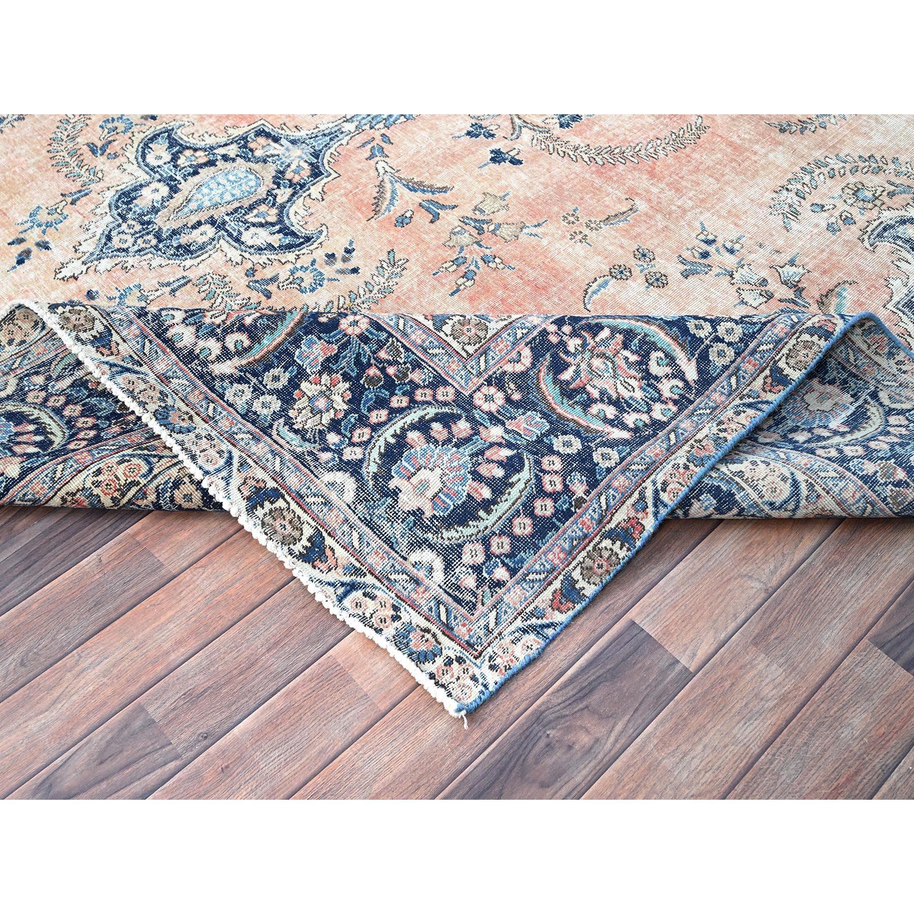Brown Wool Hand Knotted Vintage Persian Tabriz Clean Evenly Worn Distressed Rug For Sale 1