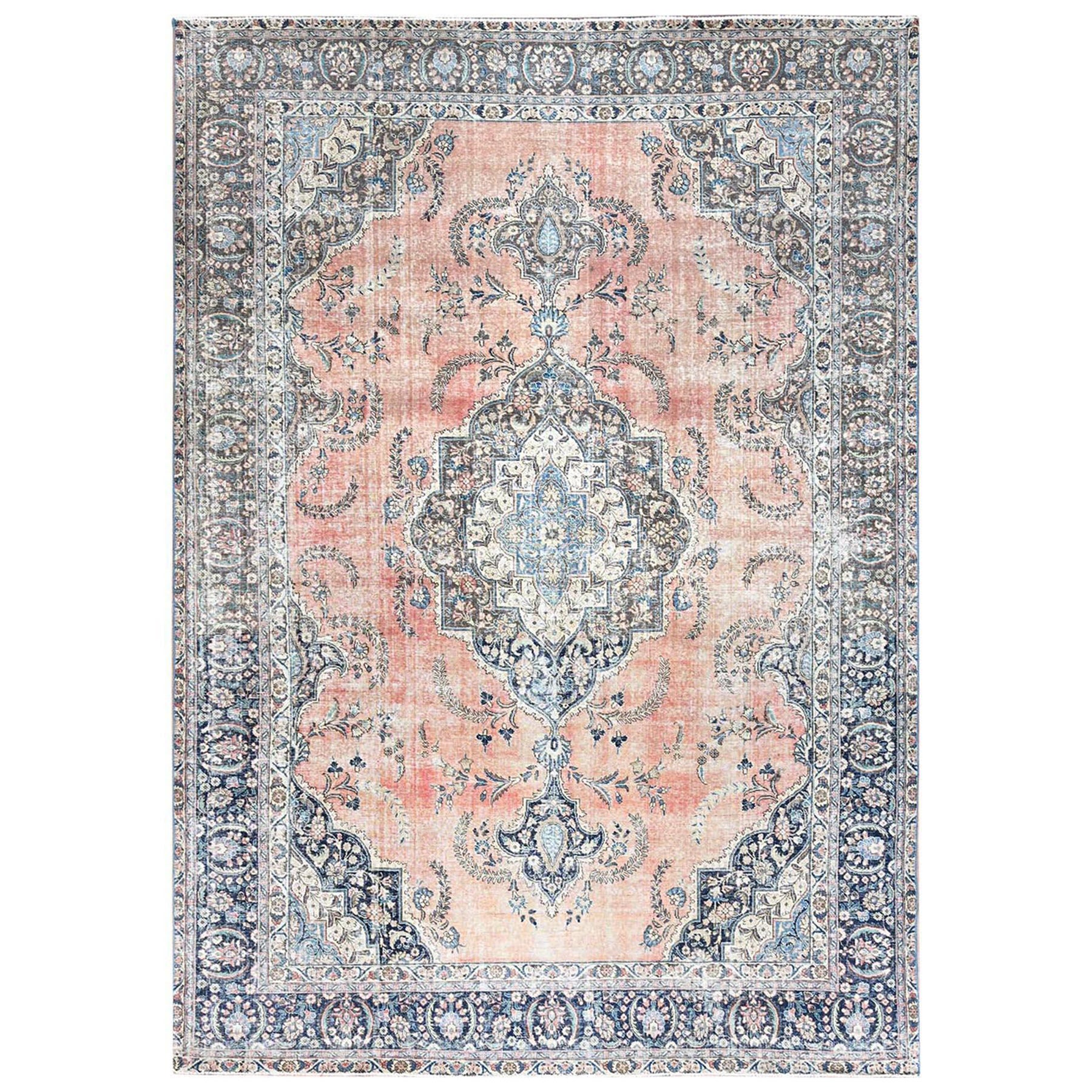Brown Wool Hand Knotted Vintage Persian Tabriz Clean Evenly Worn Distressed Rug im Angebot