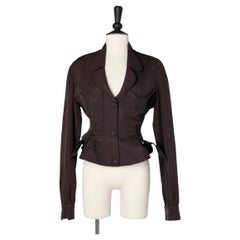 Brown wool jacket with bow on both side Thierry Mugler 