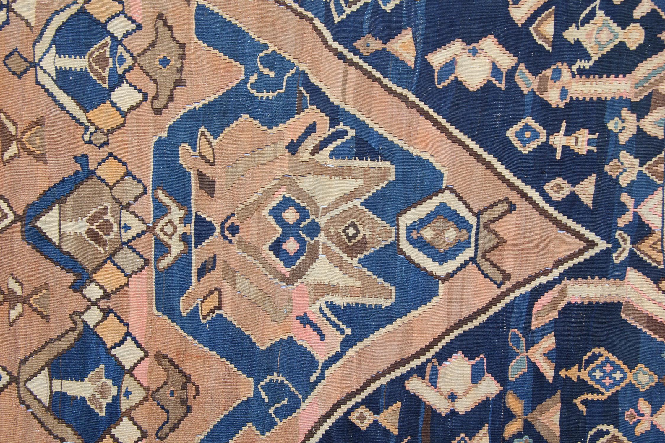 Brown Wool Kilim Rug Antique Carpet Traditional Flat-Woven Area Rug im Zustand „Hervorragend“ im Angebot in Hampshire, GB
