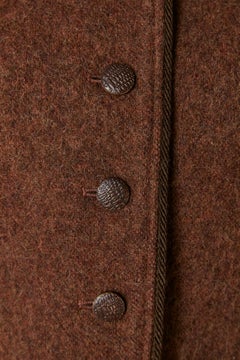 Brown wool single breasted jacket with hood SAINT LAURENT Rive Gauche 1977