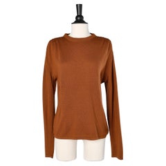 Maglione di lana marrone con arricciatura sulla spalla Yves Saint Laurent Rive Gauche