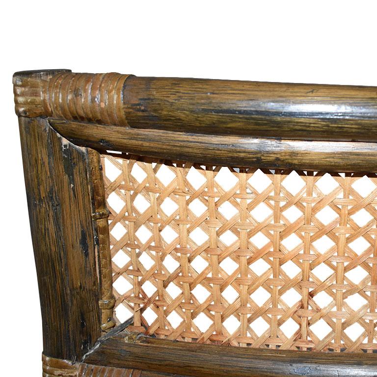 American Brown Woven Rattan, Bamboo and Cane Safari Chair with Arms by Mcguire
