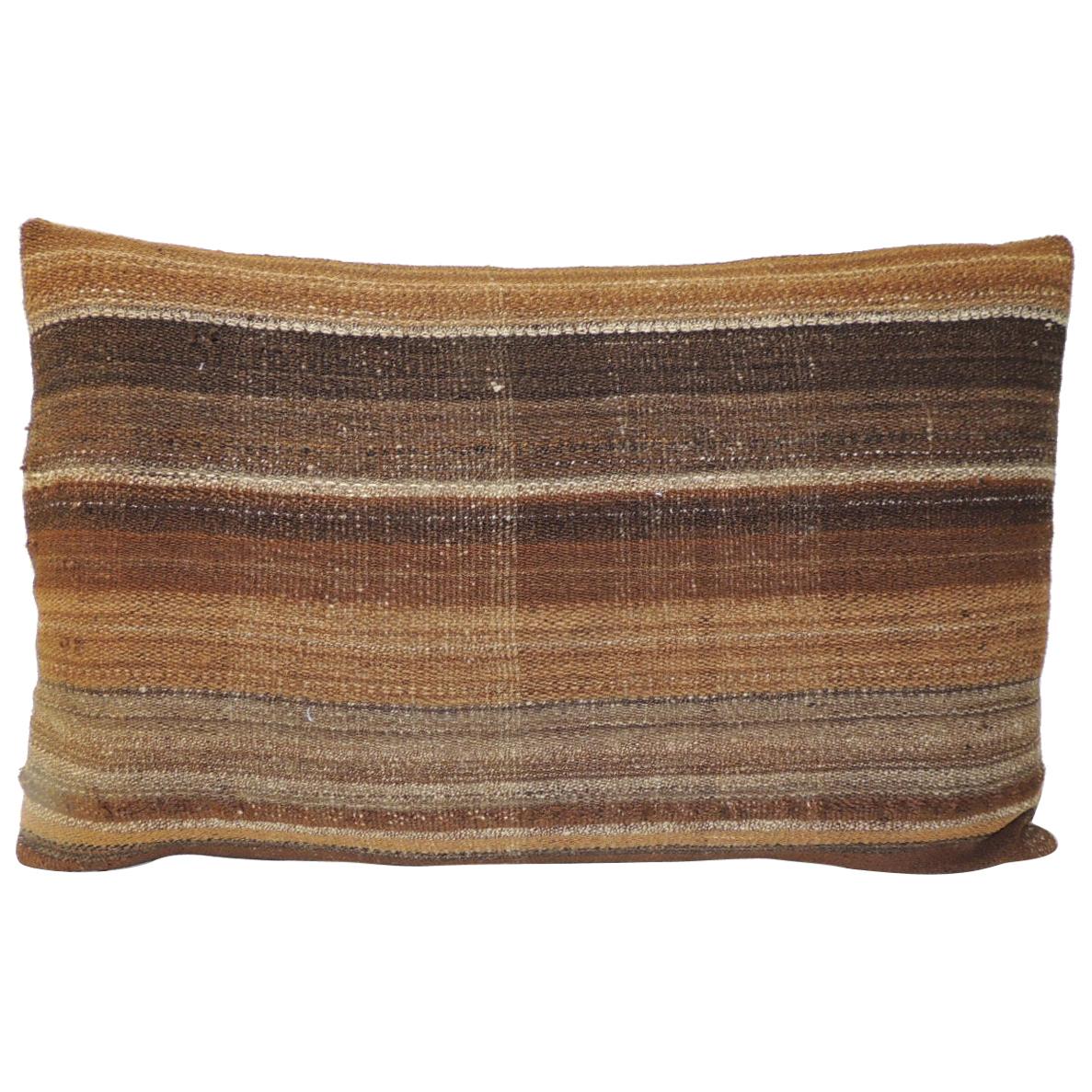 Brown Woven Turkish Grain Sack Stripe Decorative Bolster Pillow
