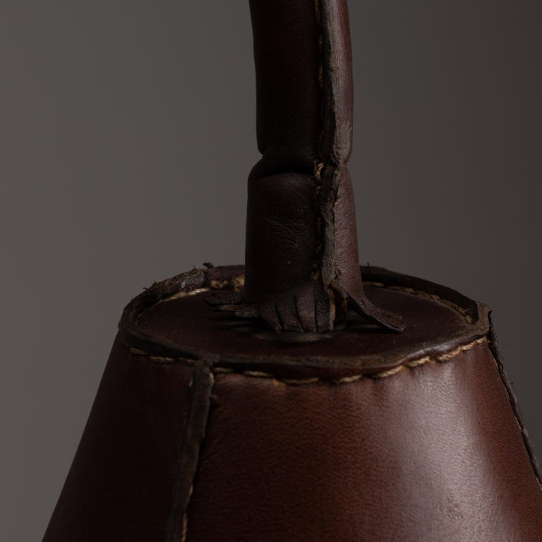 Late 20th Century Brown Leather Table Lamps by Valenti For Sale