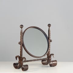 Brown wrought iron table mirror