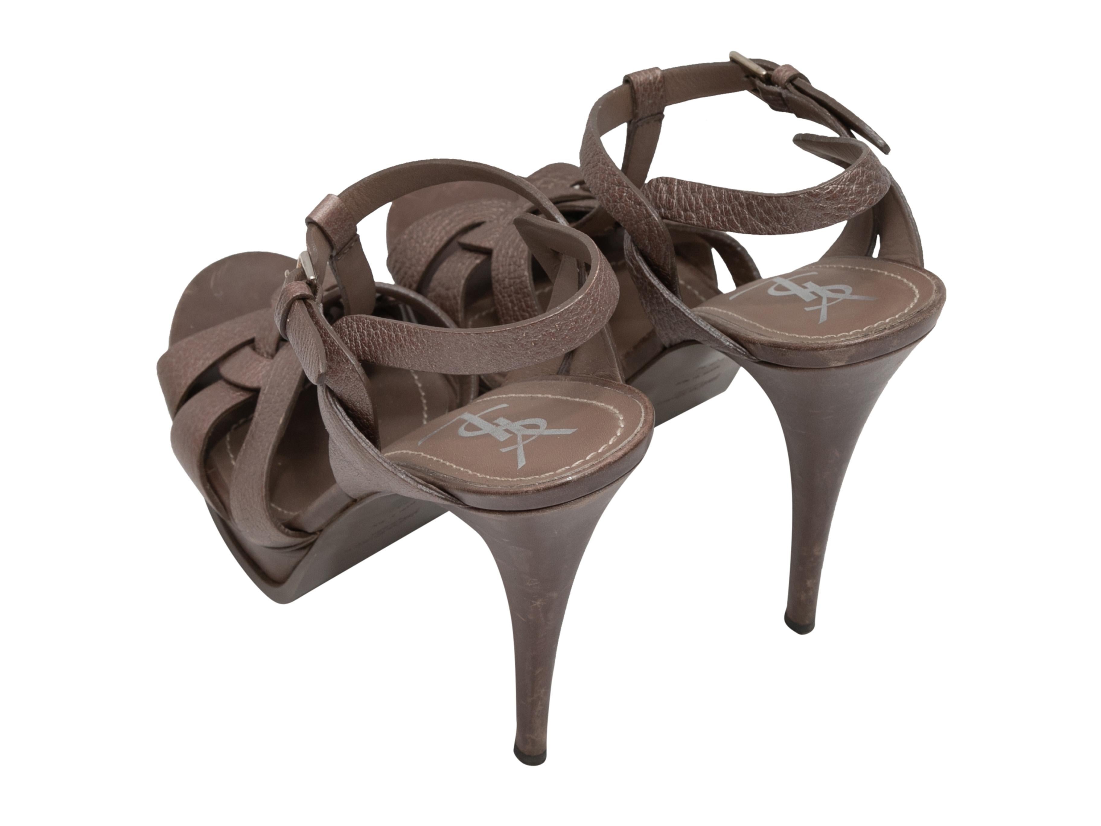 Women's Brown Yves Saint Laurent Tribute Platform Sandals Size 39
