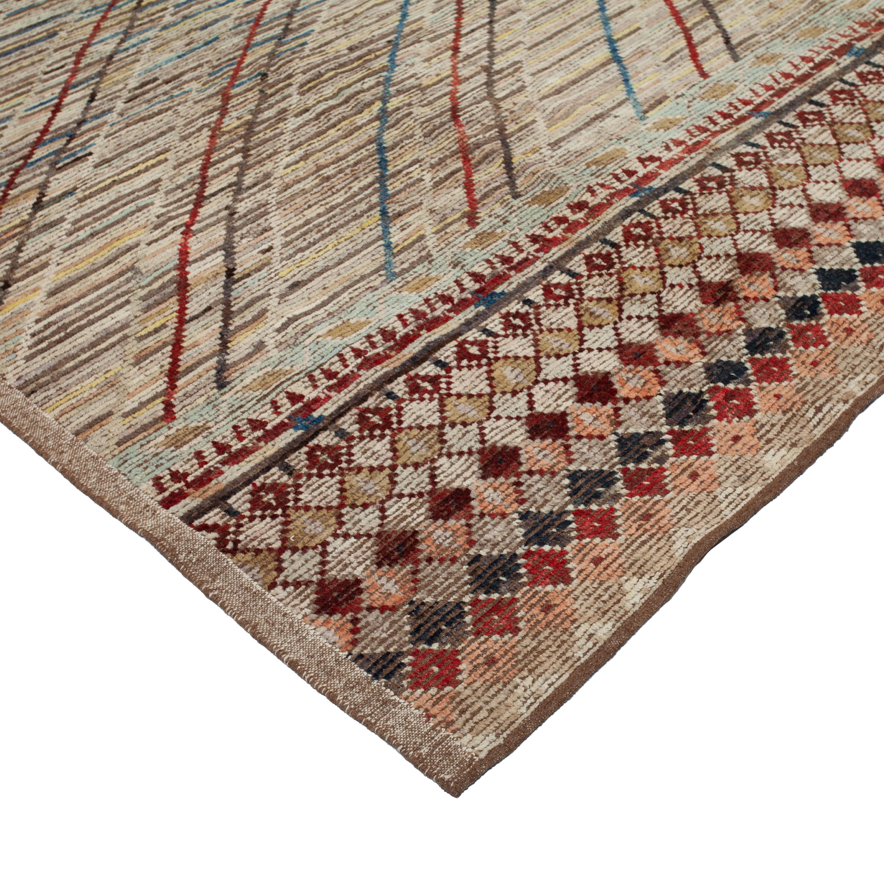 Mid-Century Modern abc carpet Tapis en laine moderne Zameen Brown - 12'6