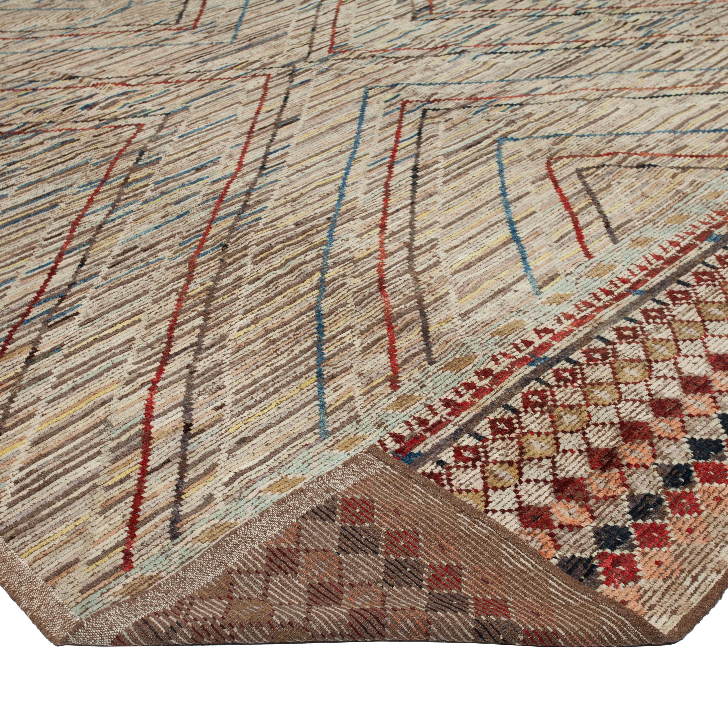 Afghan abc carpet Tapis en laine moderne Zameen Brown - 12'6